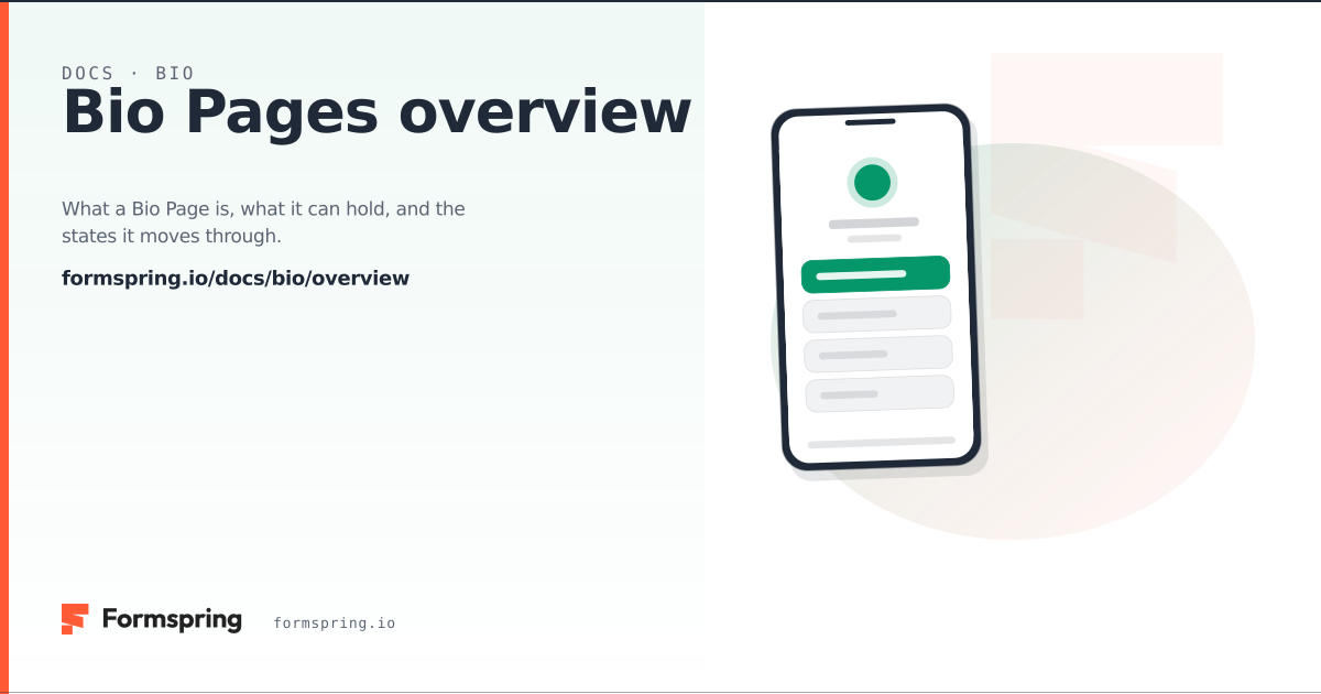 Bio Pages overview - documentation - Formspring