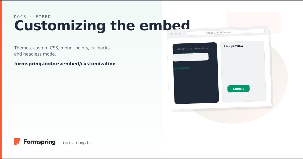 Customizing the embed - documentation - Formspring