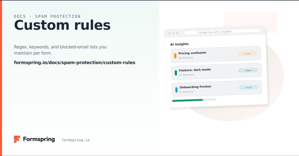 Custom rules - documentation - Formspring