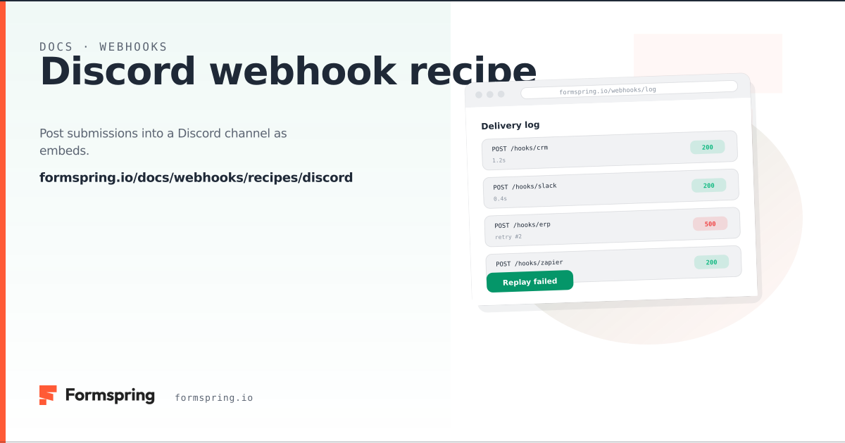 Discord webhook recipe - documentation - Formspring