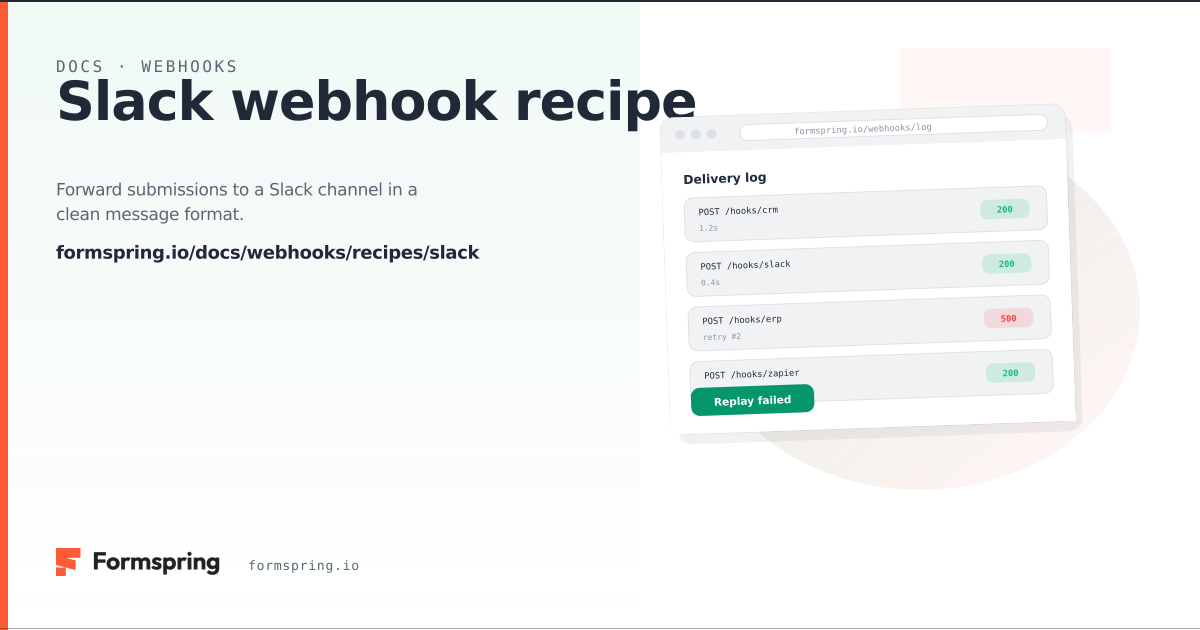 Slack webhook recipe - documentation - Formspring