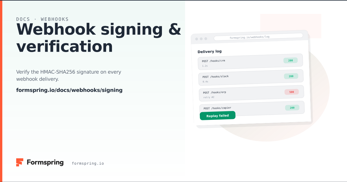 Webhook signing & verification - documentation - Formspring